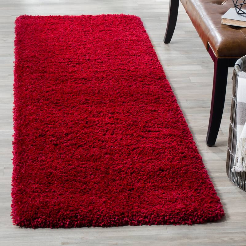 SAFAVIEH California Premium Shag Izat 2-inch Thick Area Rug - 2'3" x 15' Runner - Red