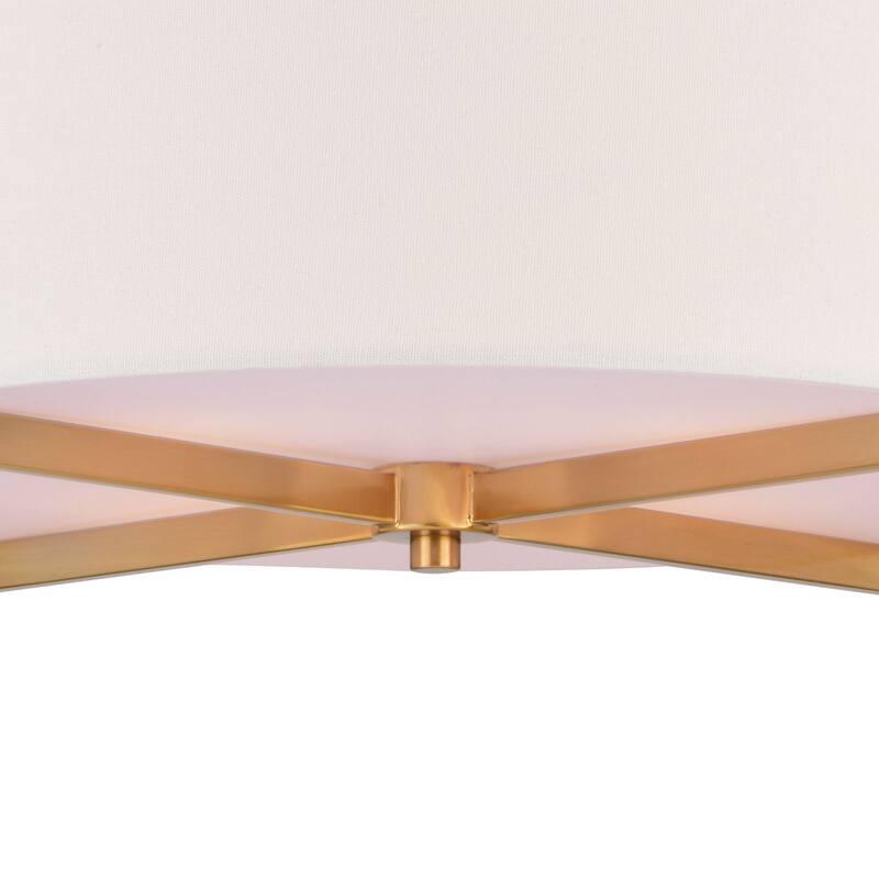 Surrey 18-in W Natural Brass Mid-Century Modern Semi Flush Mount Ceiling Light White Linen Drum Shade