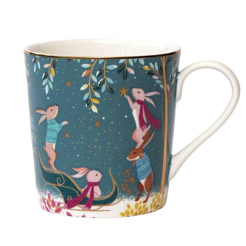 Portmeirion Sara Miller Woodland Tales Mug, Skaters - Rabbit Sleigh