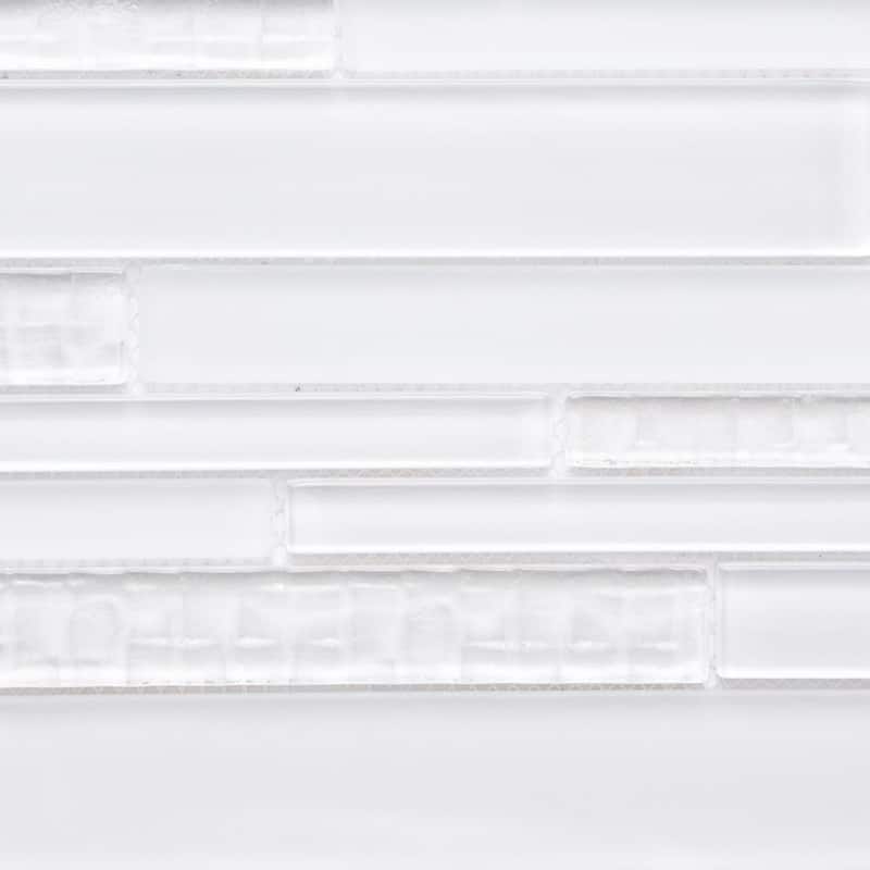 The Tile Life Karma Random Sized Brick White 12x12 Textured Glass Mosaic Backsplash & Wall Tile