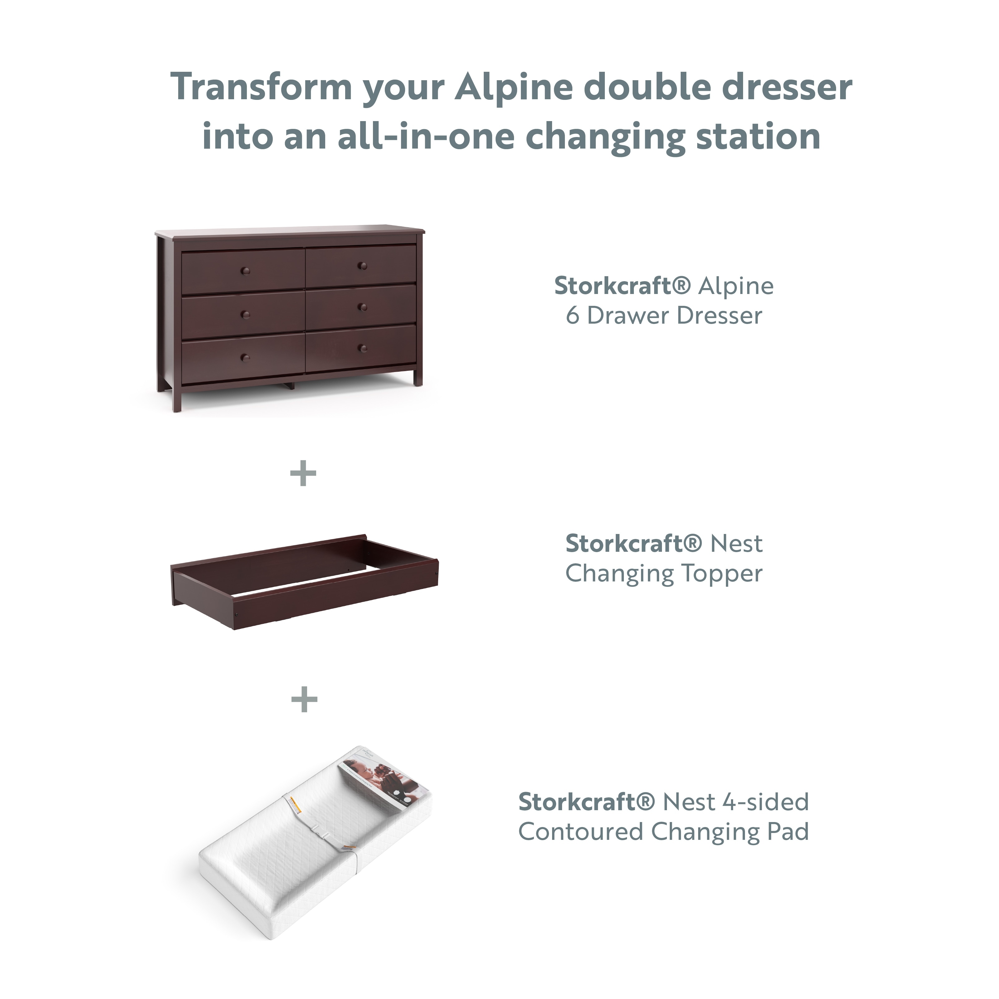 Alpine 6 hot sale drawer double dresser