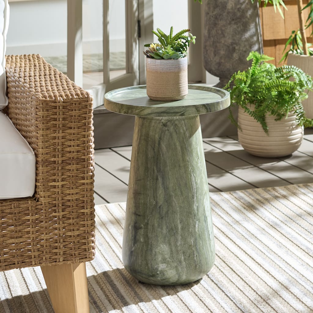 SAFAVIEH Outdoor Patio Furniture Tina Accent Table, Side Table for Indoor and Outdoor Use - 15"W x 15"D x 21"H