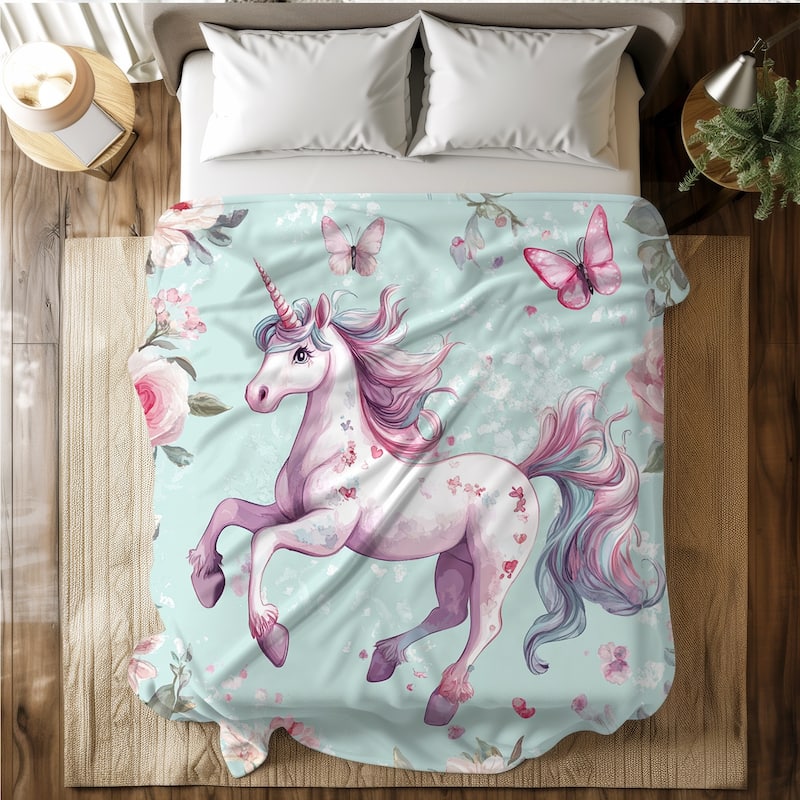 Unicorn Blanket for Girls, Soft Cozy Flannel Kids Throw Blanket, Cute Pink Unicorn Blanket for Sofa Couch Bed - 50"x60"