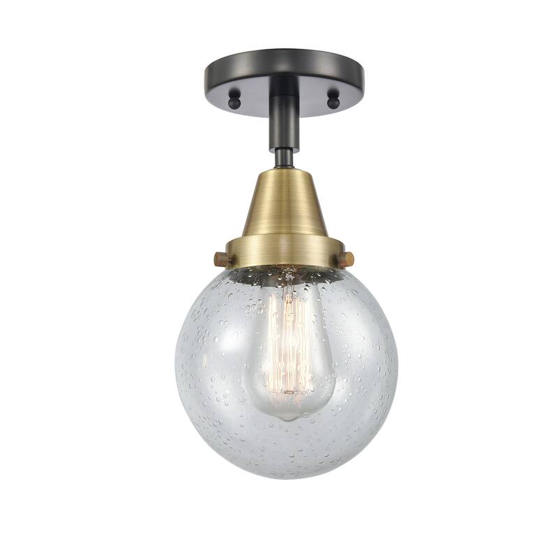 Innovations Lighting 447-1C-11-6 Beacon Flush Mount Beacon 6" Wide - Black Antique Brass / Seedy