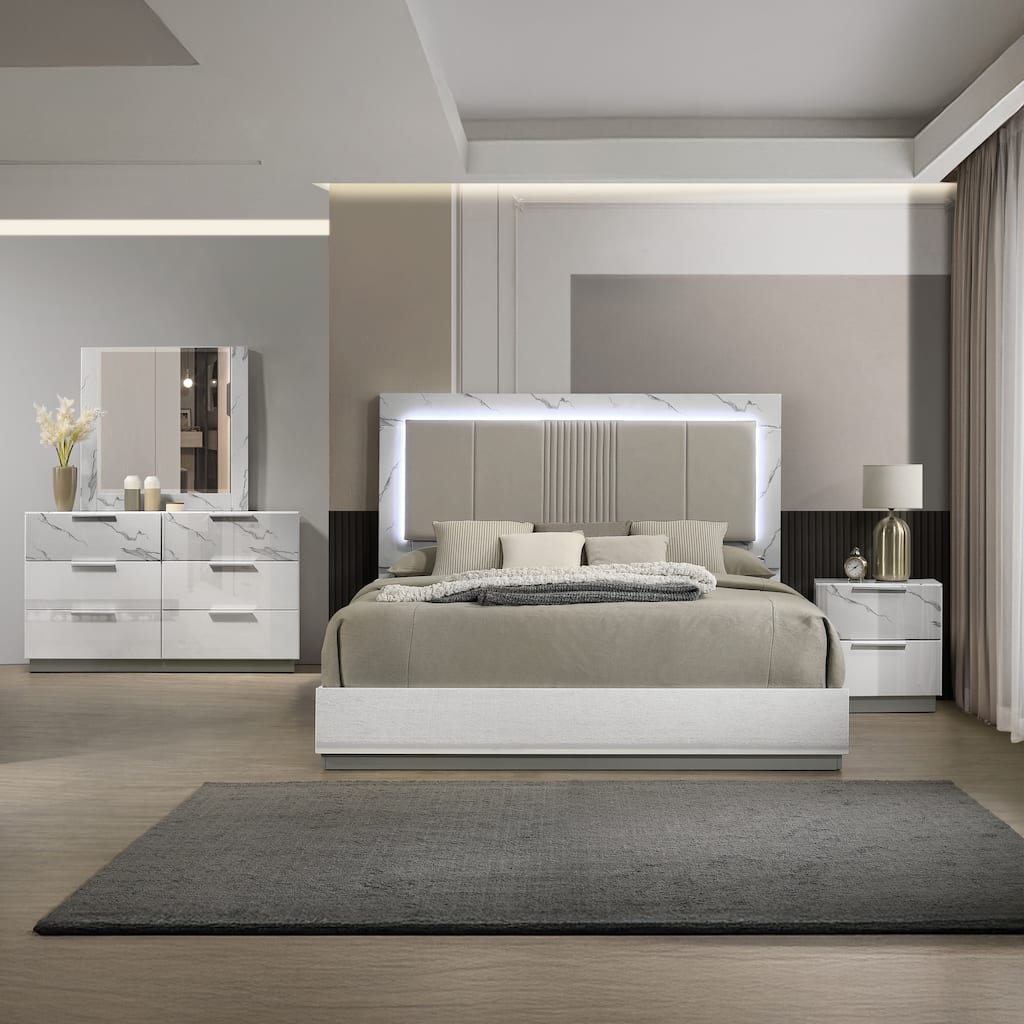Mist King / Queen 4PC / 5PC Bedroom Set White