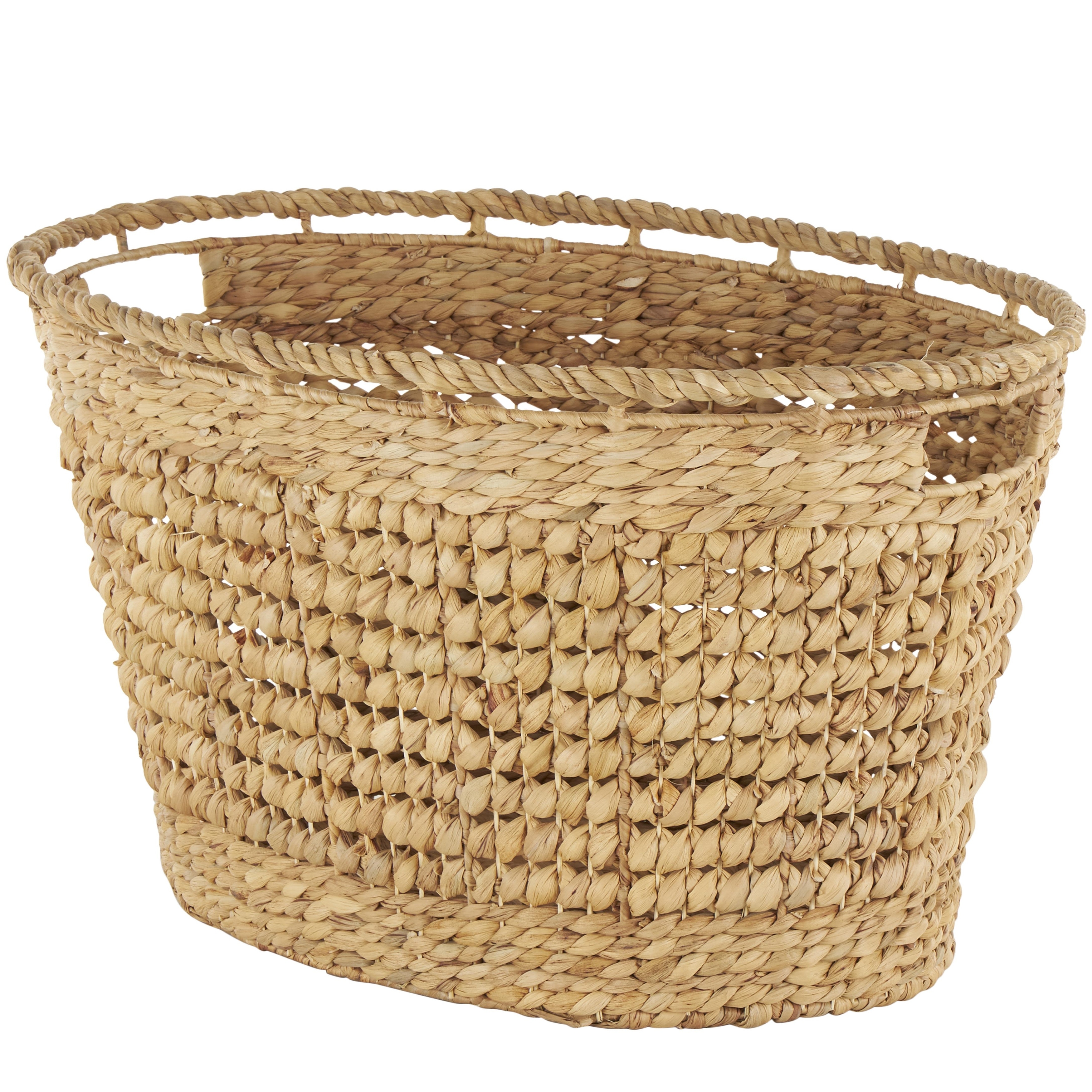 Seagrass Handmade Woven Oval Decorative and Functional Storage Basket with Elevated Rim - Brown - Roche River Decor