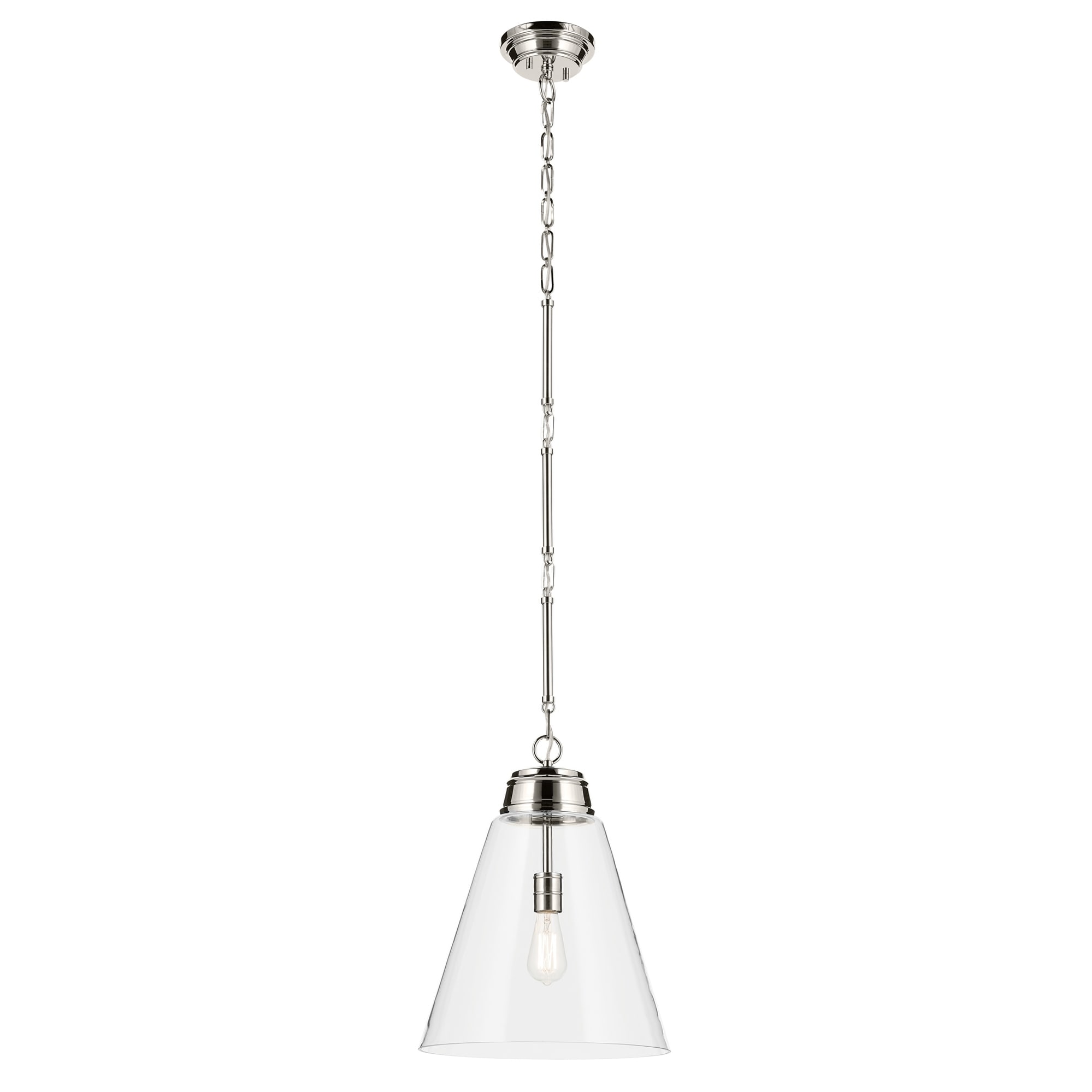 Kichler Lighting Marsailli 19.75" 1-Light Large Pendant with Clear Glass in Brushed Nickel - Polished Nickel - 15.75