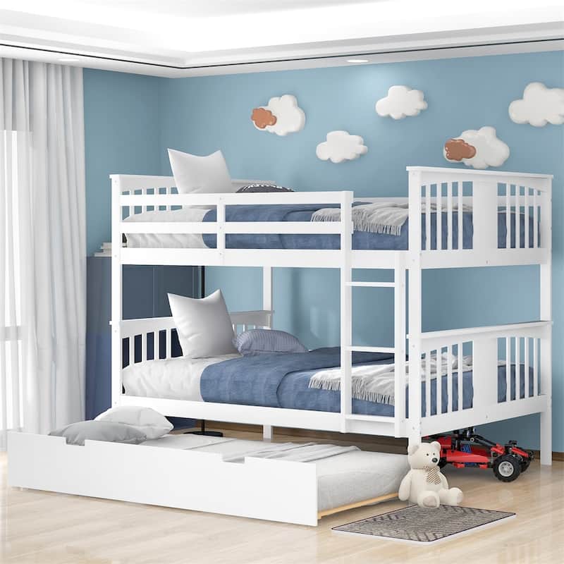 Merax Full over Full Bunk Bed with Twin-size Trundle and Ladder