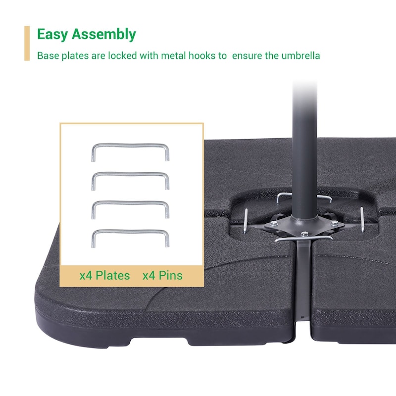 LIVOOSUN Outdoor 180LBS Black Plastic Patio Offset Umbrella Base