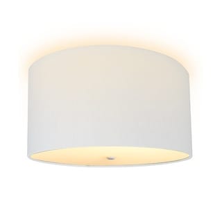 16 Moderne Flush Mount Converter Kit White Linen Drum Lampshade 16x16x9"