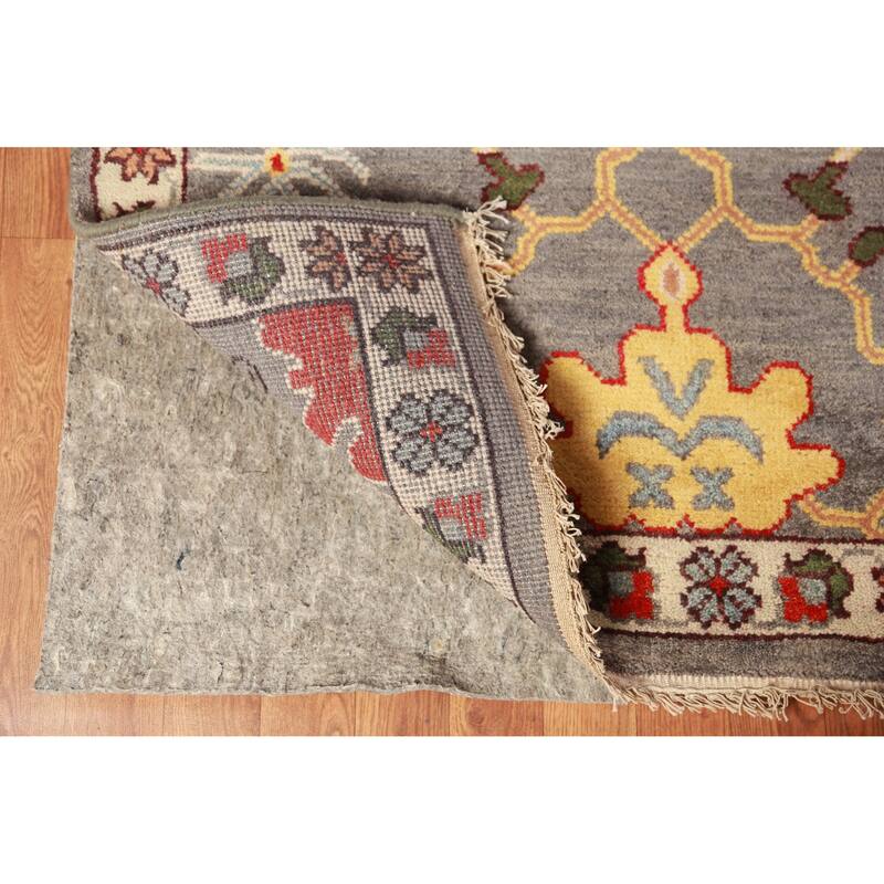 Floral Gray Oushak Oriental Area Rug Handmade Wool Carpet - 9'1" x 12'2"