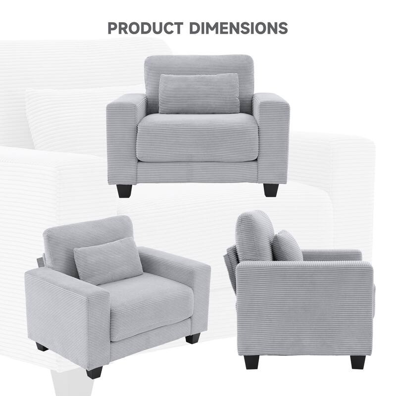 Corduroy Widened Single Sofa Chair, A Extra Lumbar Pillow