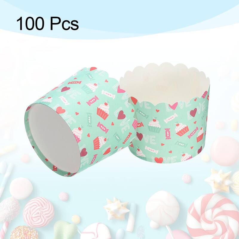 100Pcs Paper Baking Cups Cupcake Muffins Liner Wrappers Cake LOVE Pattern