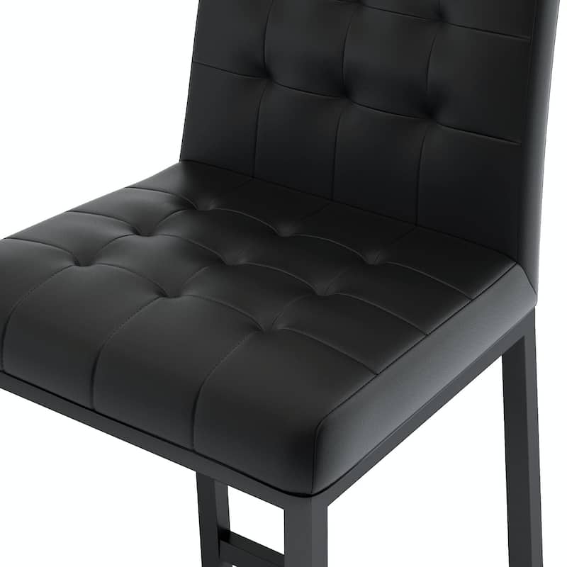 Modern High Stool with PU Seat and Metal Legs (Set of 2)