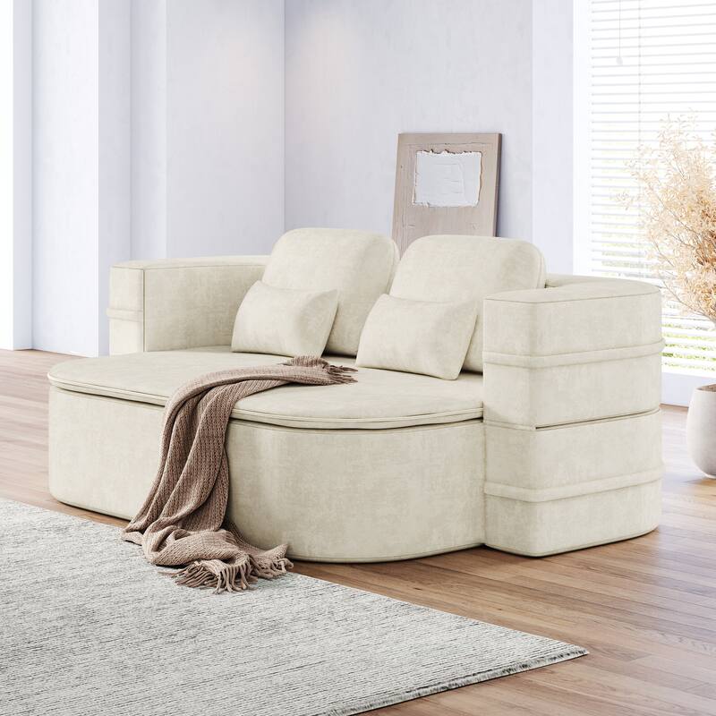 Chenille Foldable Sleeper Sofa Bed Convertible Full Size Floor Bed