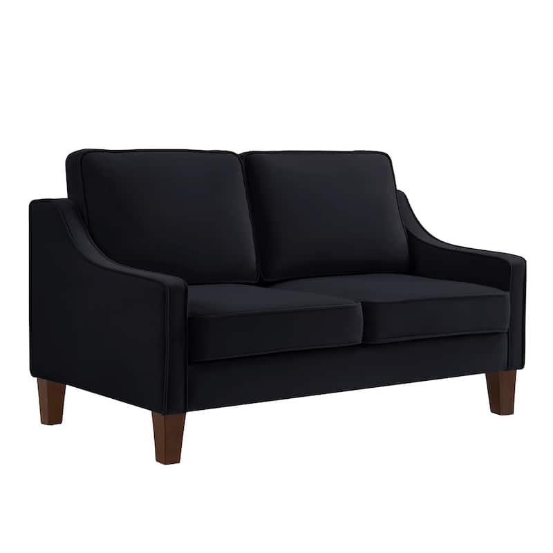 Modern Upholstered Loveseat Sofa, Small Couch with Wooden Legs