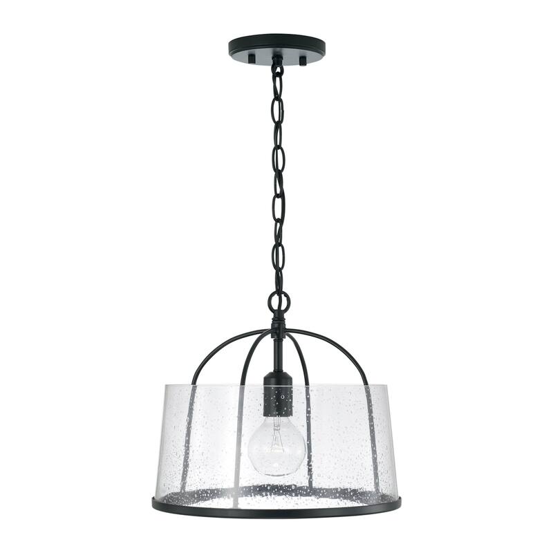 Mason 1-light Convertible Pendant/ Semi-Flush Mount - Matte Black