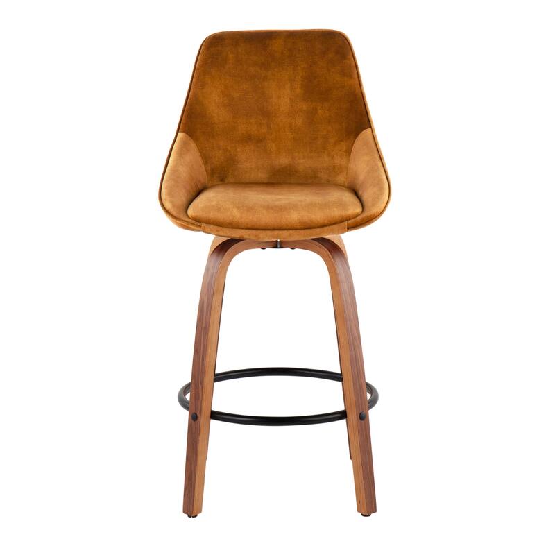 Carson Carrington Alba Velvet Counter Stool with Black Round Footrest (Set of 2)