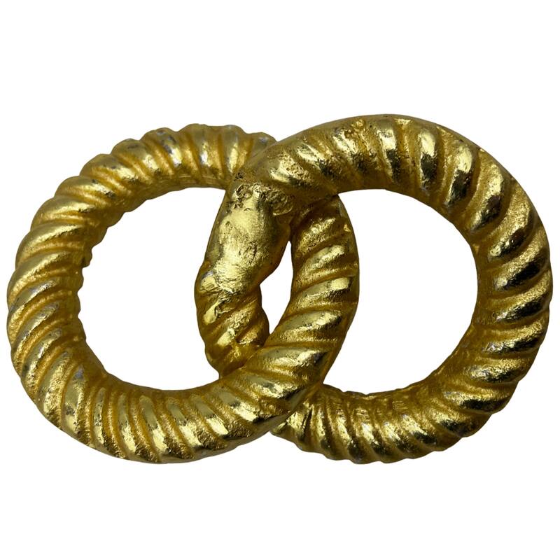 Decorative Handmade Aluminum 6 inch Modern Chain Sculpture - 6 x 4 x 1.5 in - Gold