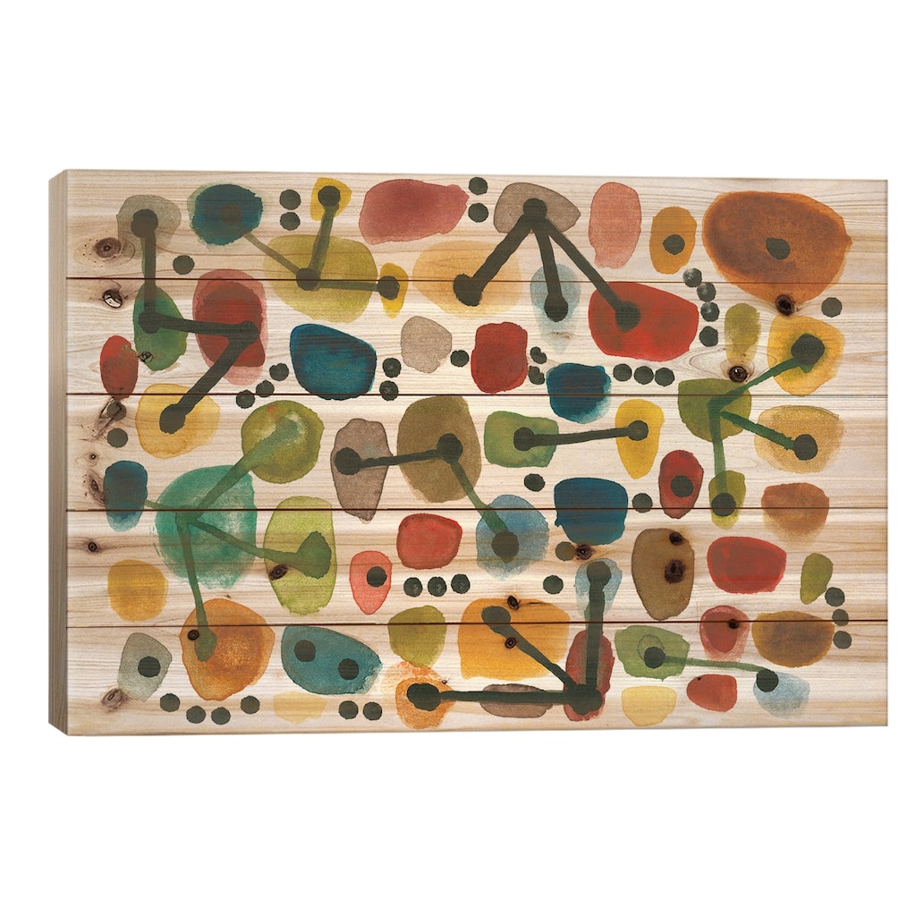 Mid Century I Print On Wood by Cheryl Warrick - Multi-Color