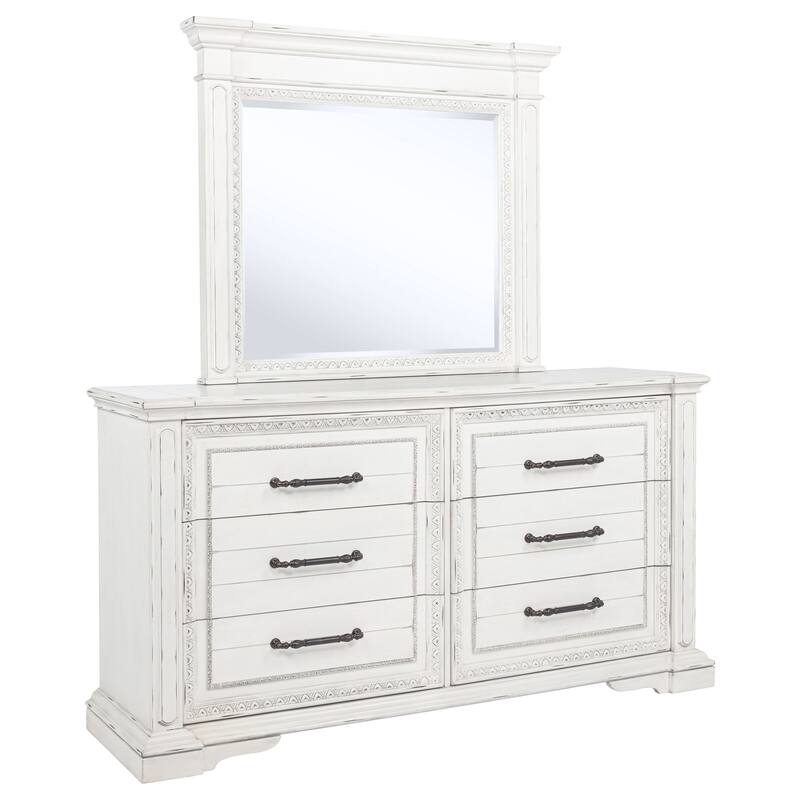 McKinney 6-drawer Bedroom Dresser with Mirror Vintage White - Dresser with Mirror
