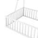 preview thumbnail 8 of 16, Twin Size Floor Bed Frame with Safety Fence,Metal Floor Bed with Desk and Storage Shelves,Playhouse for Kids
