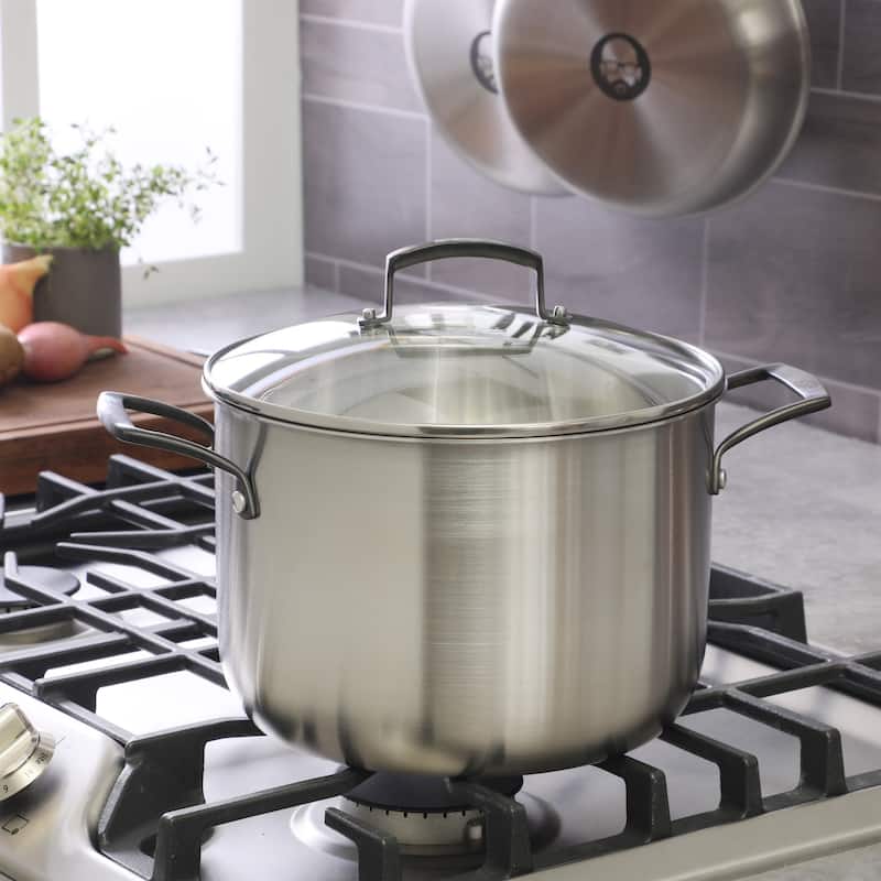 Babish Tri-Ply Stainless Steel Professional Grade Stock Pot w/Lid, 12-Quart