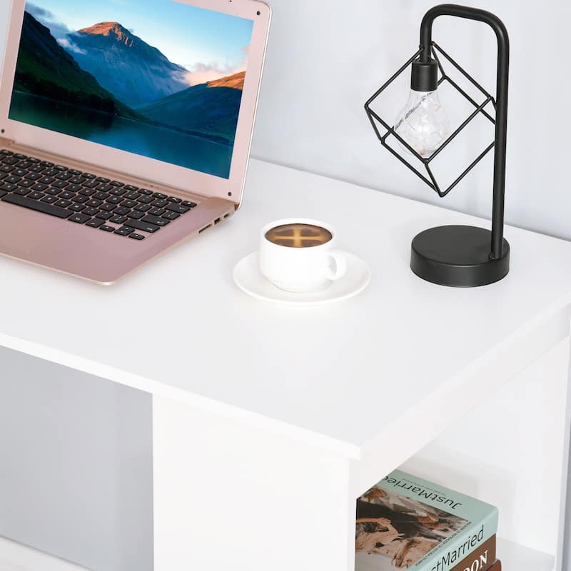 Modern Home Office Desk with 6-Tier Storage Shelves