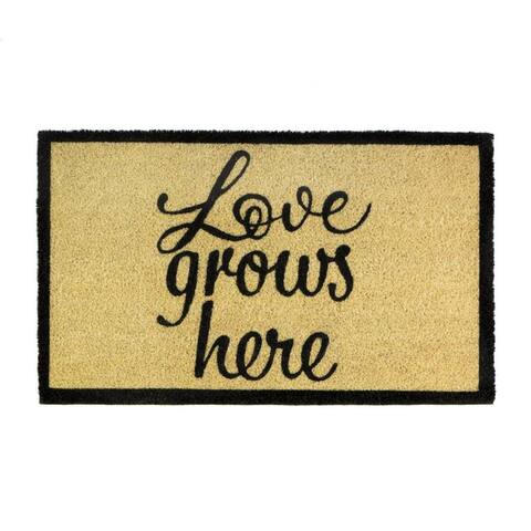 Emilia Love Grows Here Coir Doormat - 30.00" x 18.00" x 0.50"