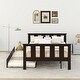 preview thumbnail 2 of 7, Full Size Classic Modern Design Solid Wood Platform Bed with Pull Out Trundle and Headboard and Footboard