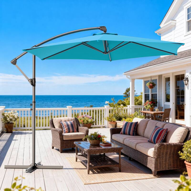 Outdoor 10FT Patio Offset umbrella for Garden - Lake Blue