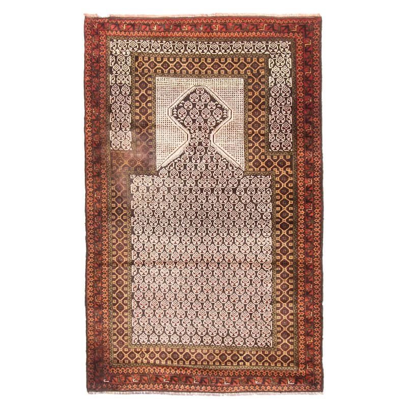 ECARPETGALLERY Hand-knotted Teimani Ivory Wool Rug - 3'1 x 5'0