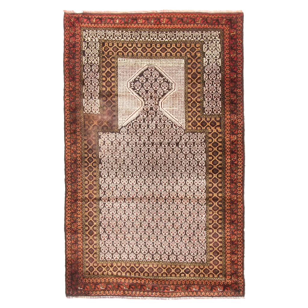 ECARPETGALLERY Hand-knotted Teimani Ivory Wool Rug - 3'1 x 5'0
