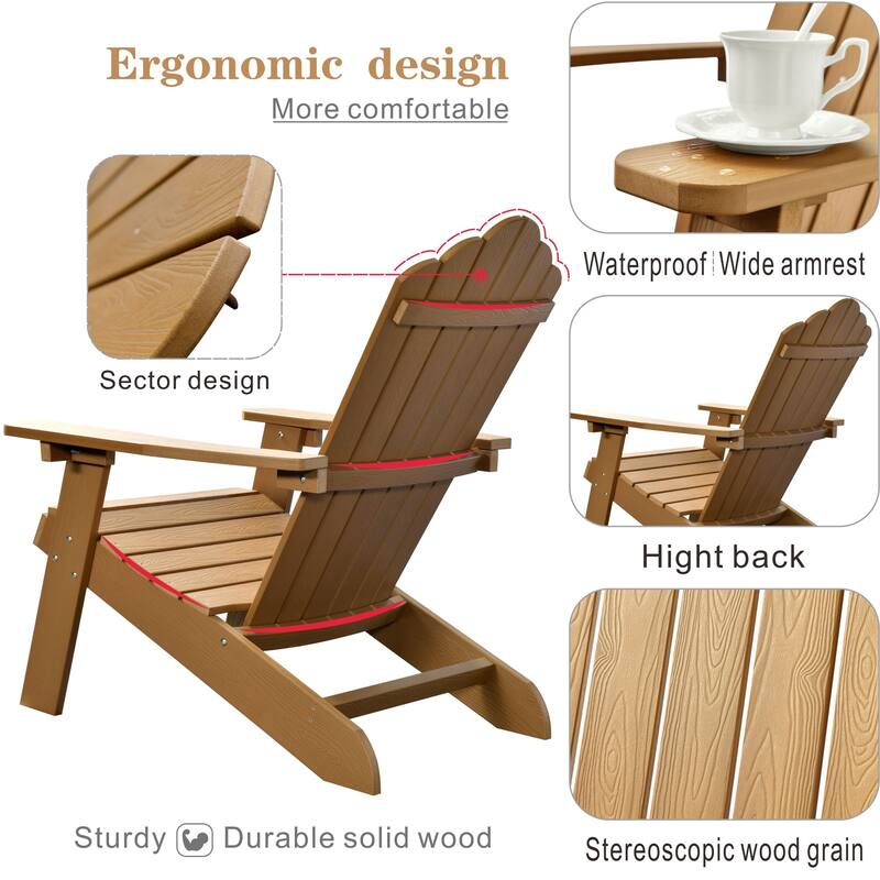 OVIOS Plastic Wood Adirondack Outdoor Patio Chair Set of 2