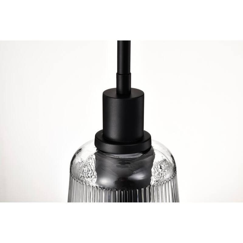 Grayson 1 Light Mini Pendant Matte Black Finish Clear Ribbed Glass - Matte Black