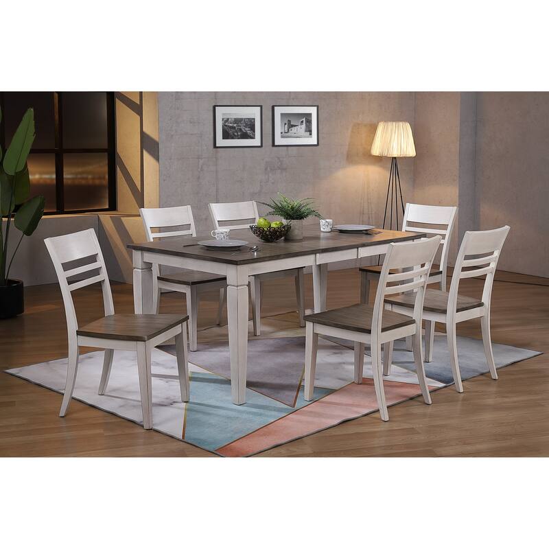 Loft Ash & Stormy White Transitional Ladderback 7-Piece Dining Set