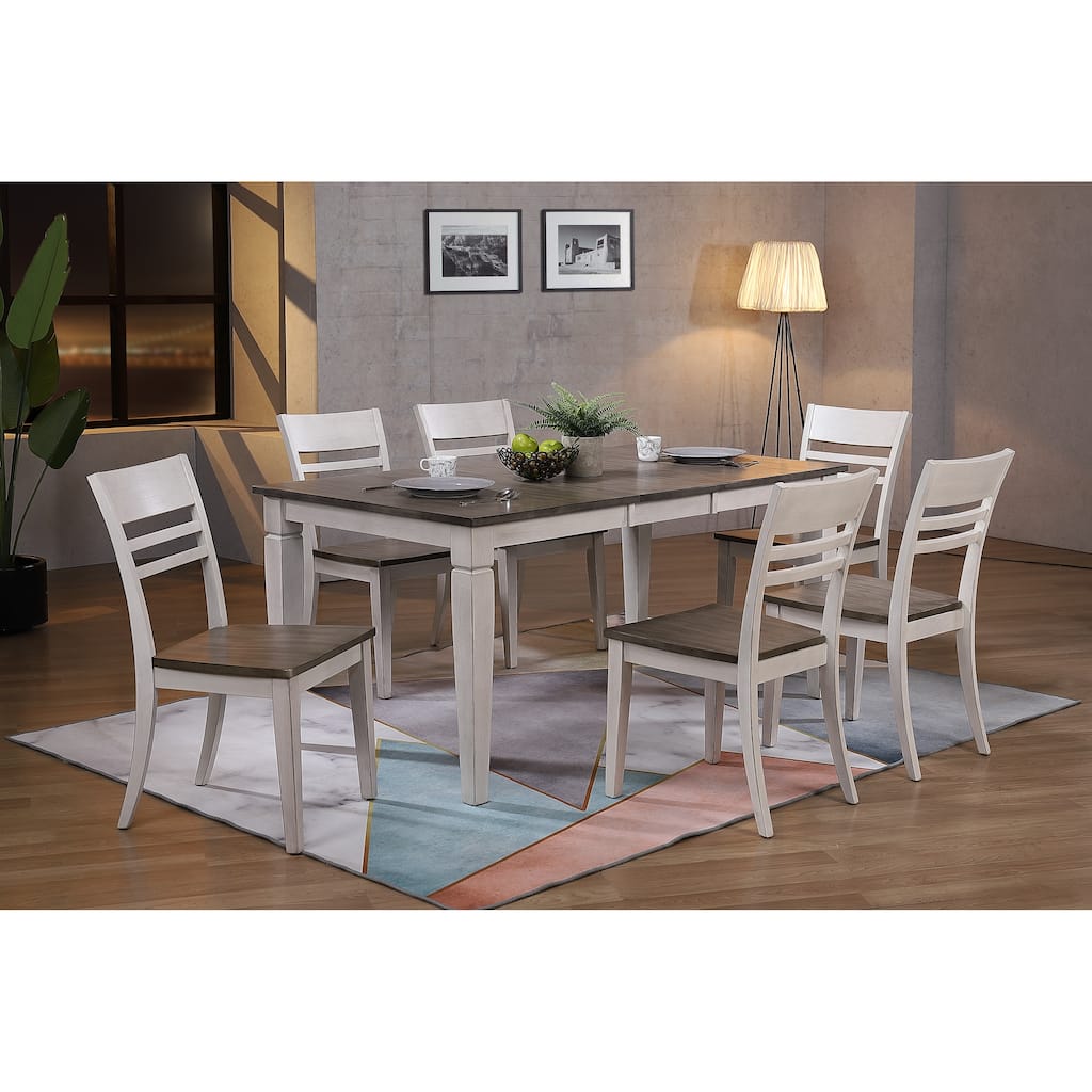 Loft Ash & Stormy White Transitional Ladderback 7-Piece Dining Set