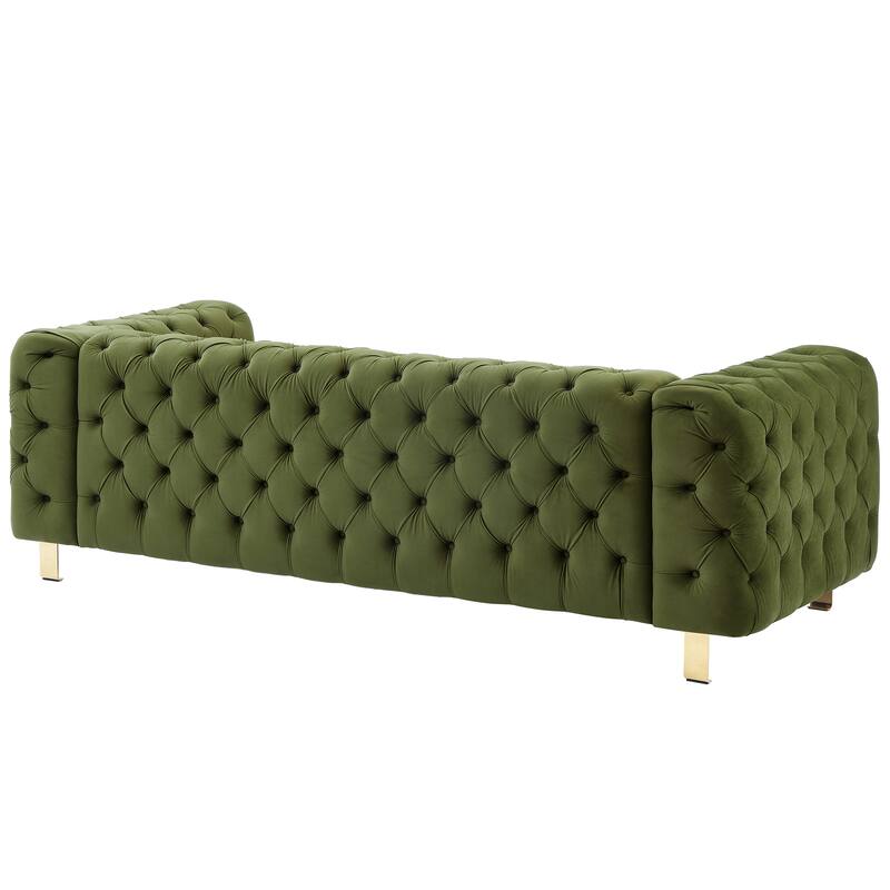 Keyser Modern Glam Tufted Velvet 3 Seater Sofa by Christopher Knight Home - 83.75" L x 34.50" W x 27.25" H