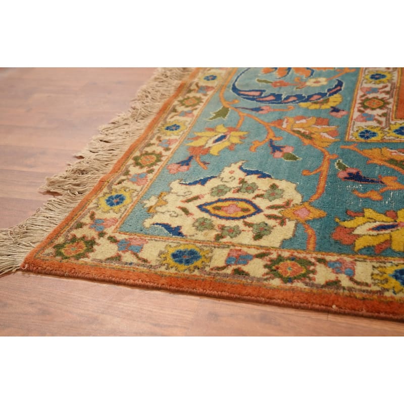 Hand Knotted Oriental 100% Wool Carpet Traditional Floral Oranges & Rust Tabriz Area Rug - 12' 8'' X 9' 3''
