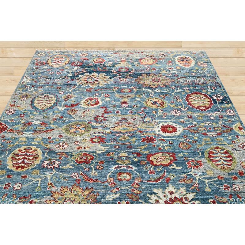 LoomBloom Blue Hand Knotted Traditional Oushak Oriental Area Rug - 8' x 9' 10''