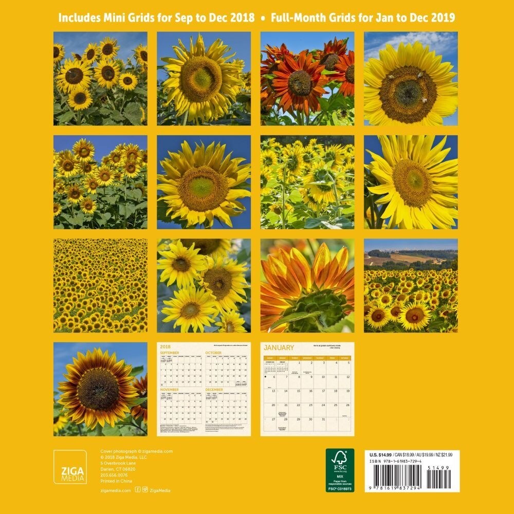 Shop 2019 Sunflowers Wall Calendar More Flowers By Ziga Media Free Shipping On Orders Over 45 Overstock 25071750