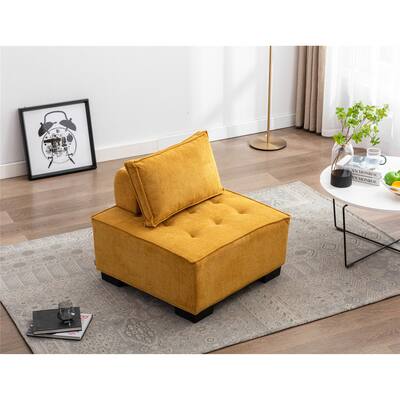 Accent Sofa Living Room Ottoman & Lazy Chair Polyester Fabric Upholstered Sofa with Solid Wood Legs