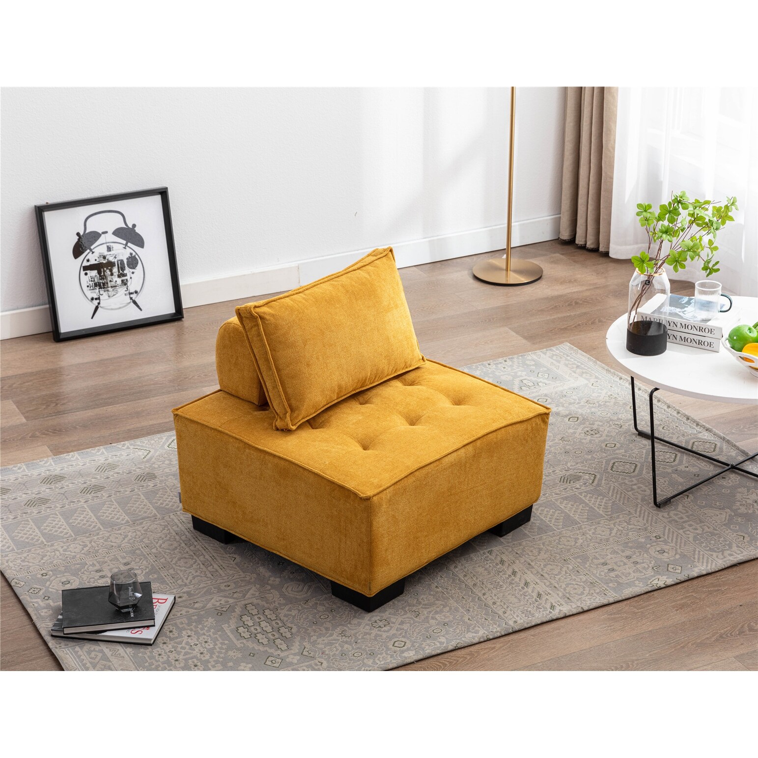 Modern Ottoman Lazy Chair Upholstered Barrel Sofa Small Accent