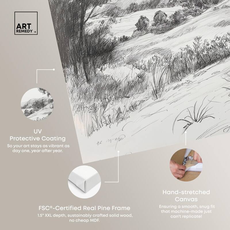 Charcoal Countryside Canvas by Art Remedy, Gallery Wrapped