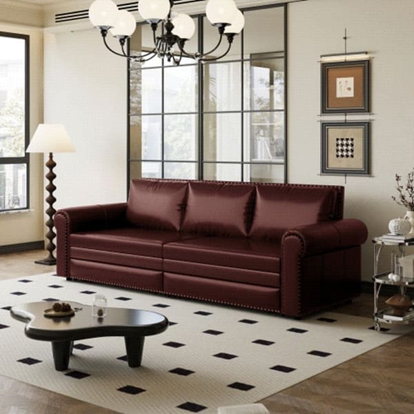 slide 2 of 141, 93.7" Chesterfield King Pull Out Sofa Bed Sleeper Sofa with Nailhead Trim