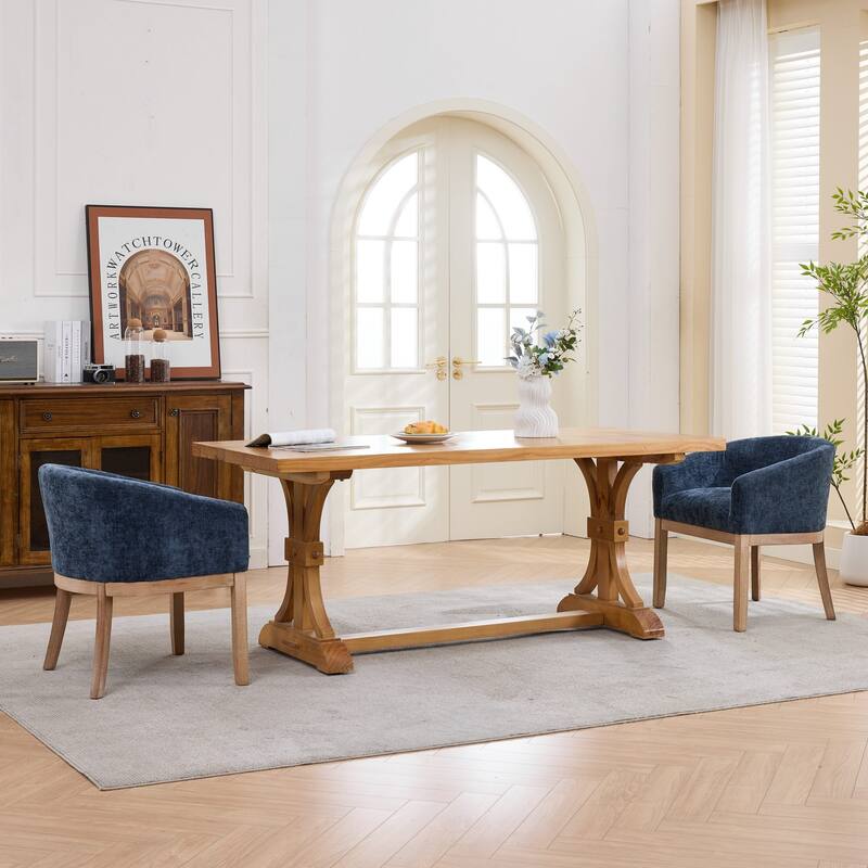 Roomfitters Upholstered Dining Chairs with Barrel Back & Wood Legs, Modern Accent Side Chairs for Kitchen and Living Room