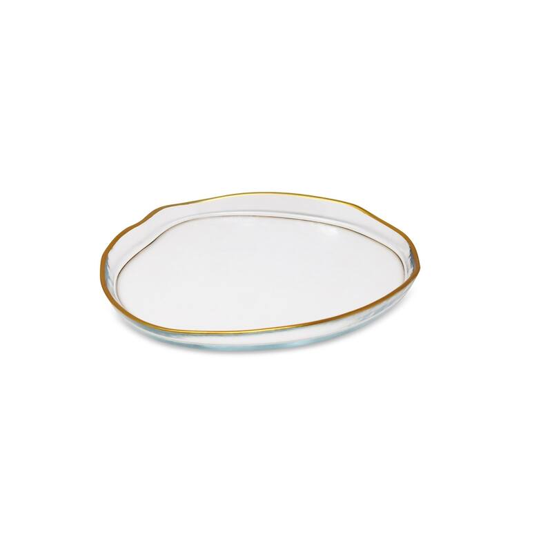Set of 4 Organic Shaped Plates with Gold Sides - Dinner Plate