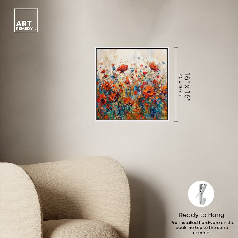 Art Remedy Beautiful Garden Bloom Framed Impressionism 1 Piece Canvas Wall Art /Monet And Van Gogh Inspired Art
