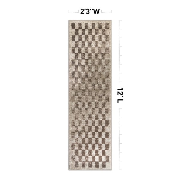 dimension image slide 6 of 14, Contemporary Checkered Area Rug