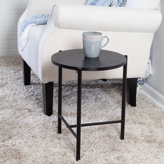 Honey-Can-Do Black Round Side Table with T-Pattern Base